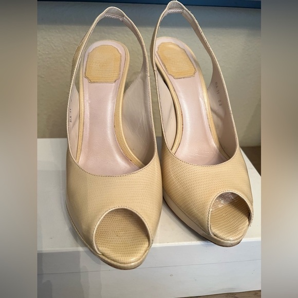 Dior Beige Slingback Peep-toe Pumps Size 38 - Picture 2 of 11